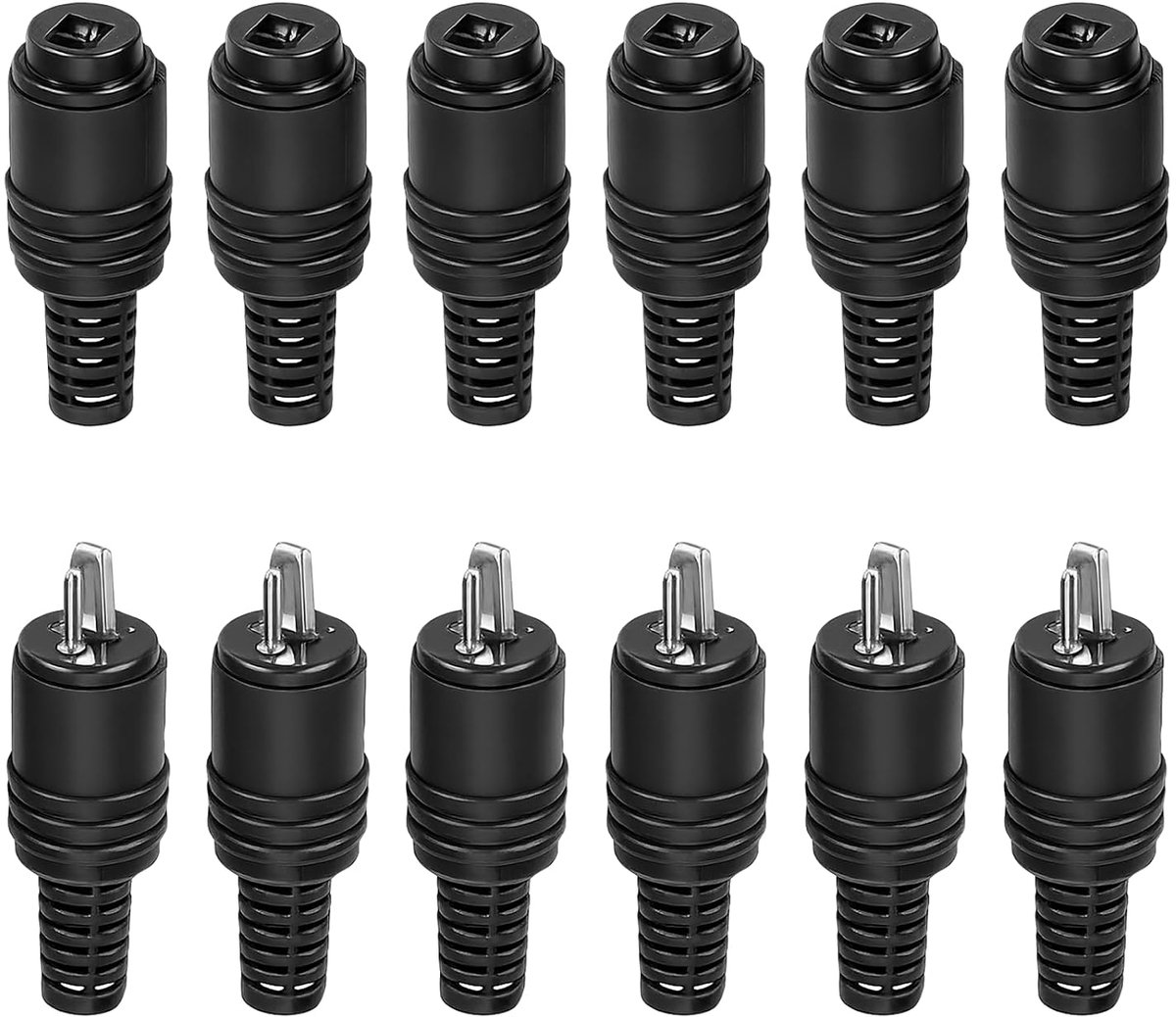12-Pin DIN Speaker Sockets with Screw Terminals, 6 Pairs of Speaker Cable Connectors, Black, for Hi-Fi Audio Systems - ShopVlot