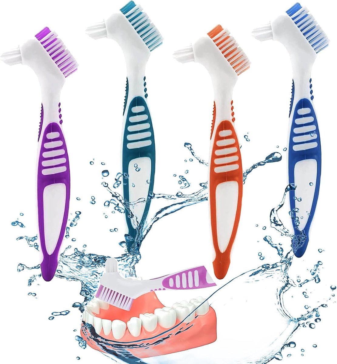 Double Bristle Head Denture Cleaning Brush Set - ShopVlot
