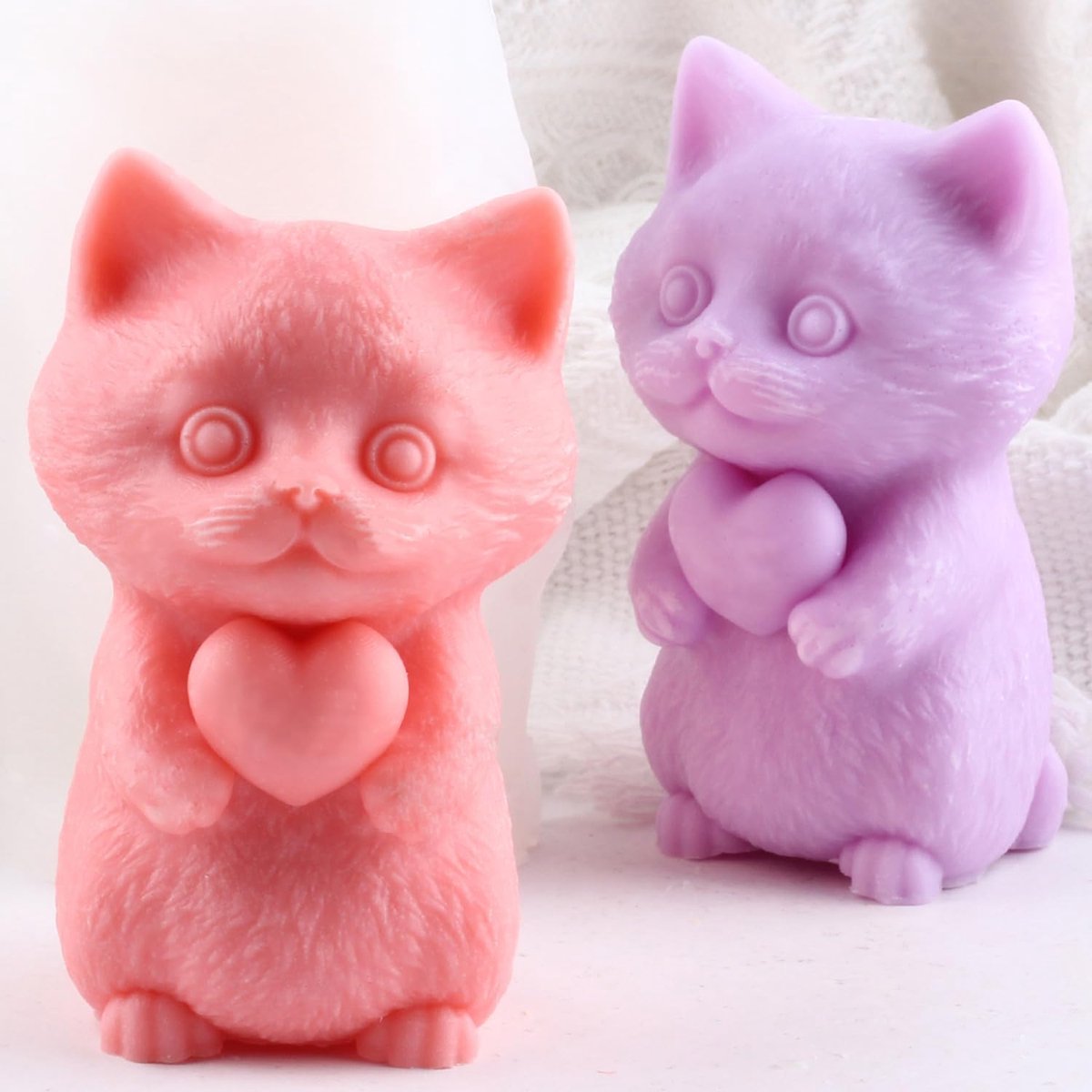 XIAOSHUI Cat Candles Shape Cat Candles Silicone Molds Cat Resin Casting Molds For Making Animal Candles Candles Home - ShopVlot