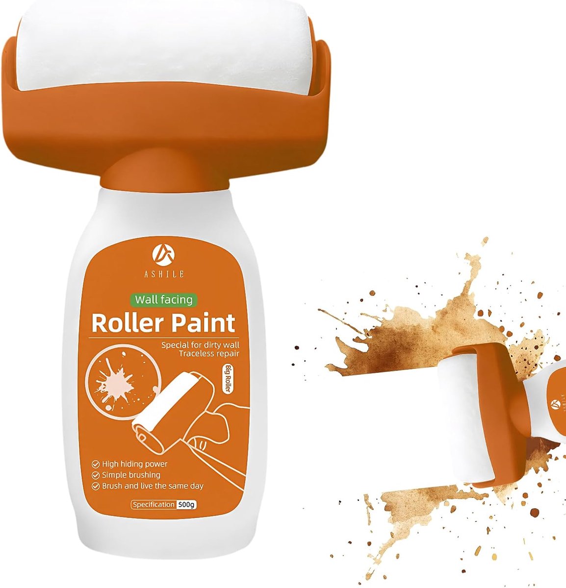 Muurherstelverf 500g - Witte muurverf - Inclusief roller en reparatiepasta - Ideaal voor graffiti en krassen - ShopVlot