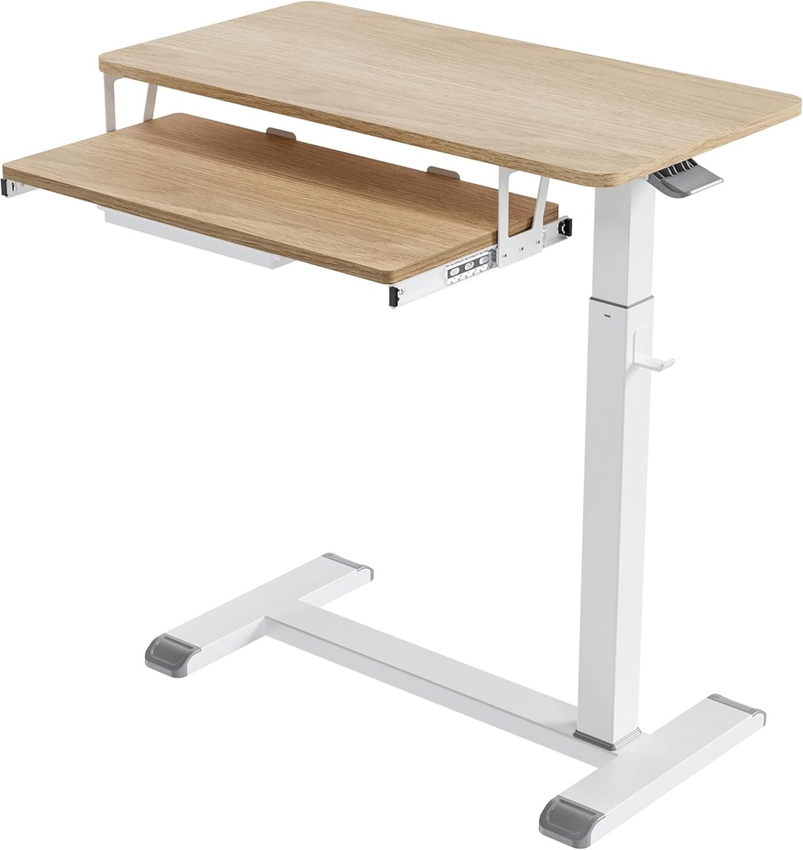 Mobiele staande bureau 68×50cm - houten bureau op wielen - hoogte verstelbaar - ideaal voor woonkamer of slaapkamer - ShopVlot