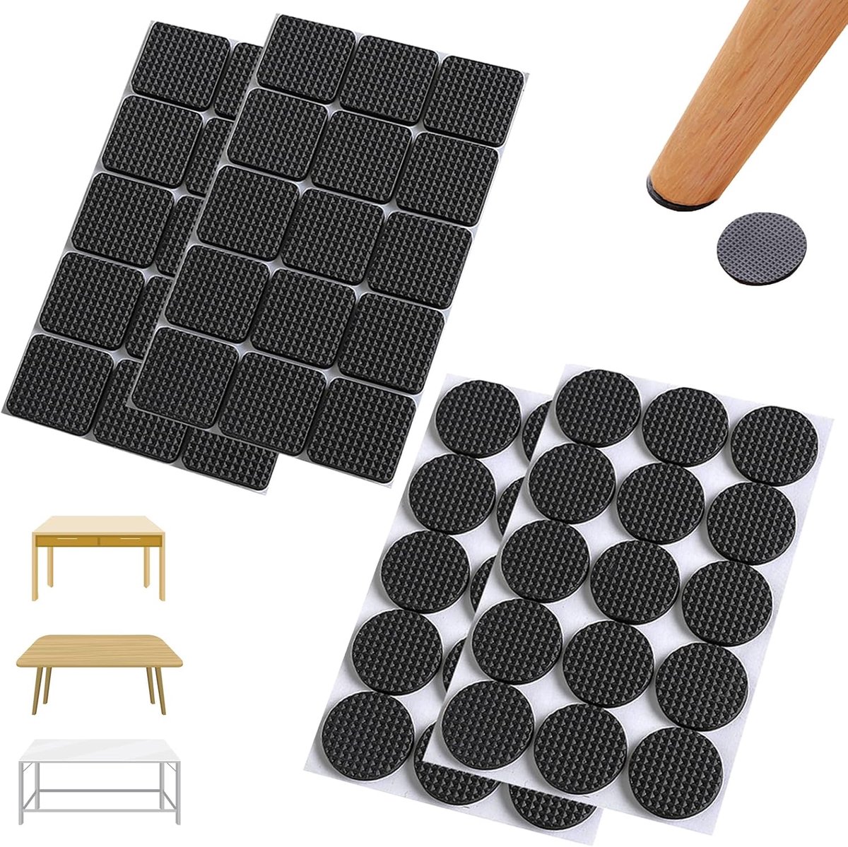 Meubelvoeten zitpoten pads - 120 stuks - rubber - zelfklevend - vloerbescherming - ShopVlot