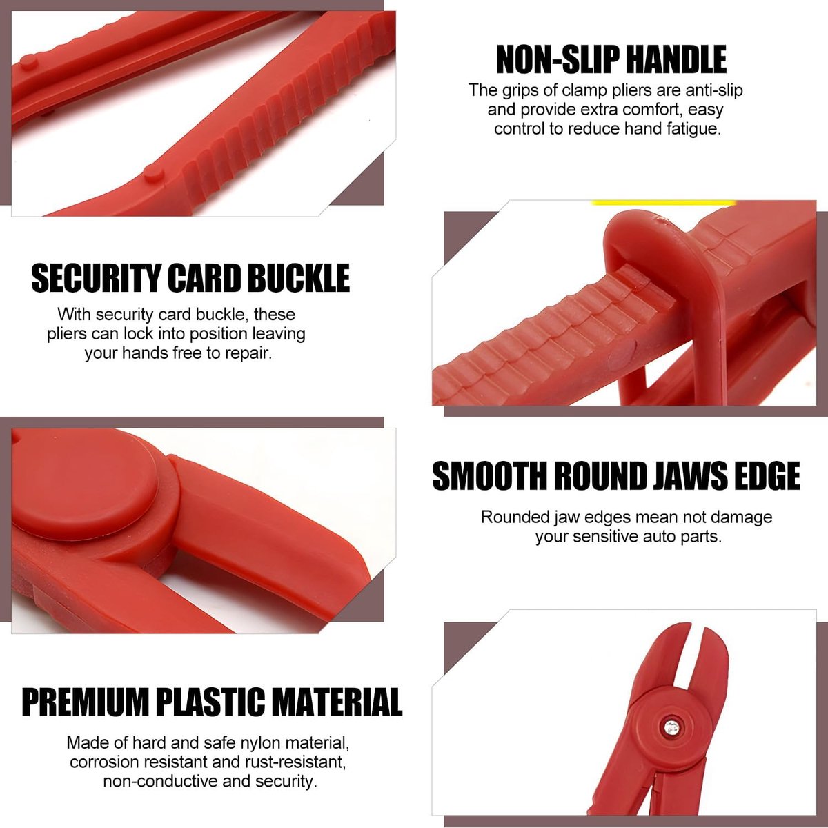 Slangenklem Pliers Set - 6-delige set - Rood - Ideaal voor het klemmen van koel- en brandstofslangen - ShopVlot