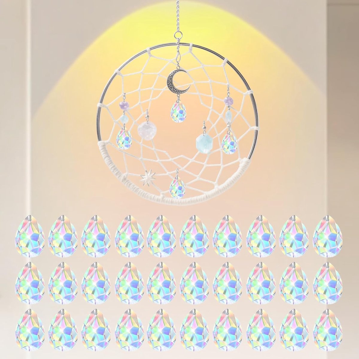 Zonnevanger kristal 30 stuks - transparant - regenboogeffect - decoratie voor thuis - ShopVlot