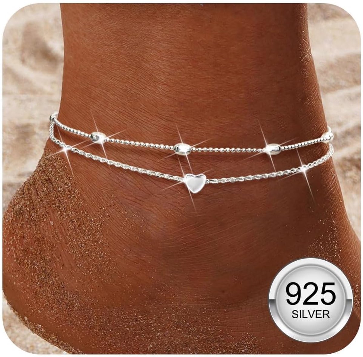Enkelbandje 925 sterling zilver - verstelbaar - waterdicht - stijlvol accent voor je voeten - ShopVlot
