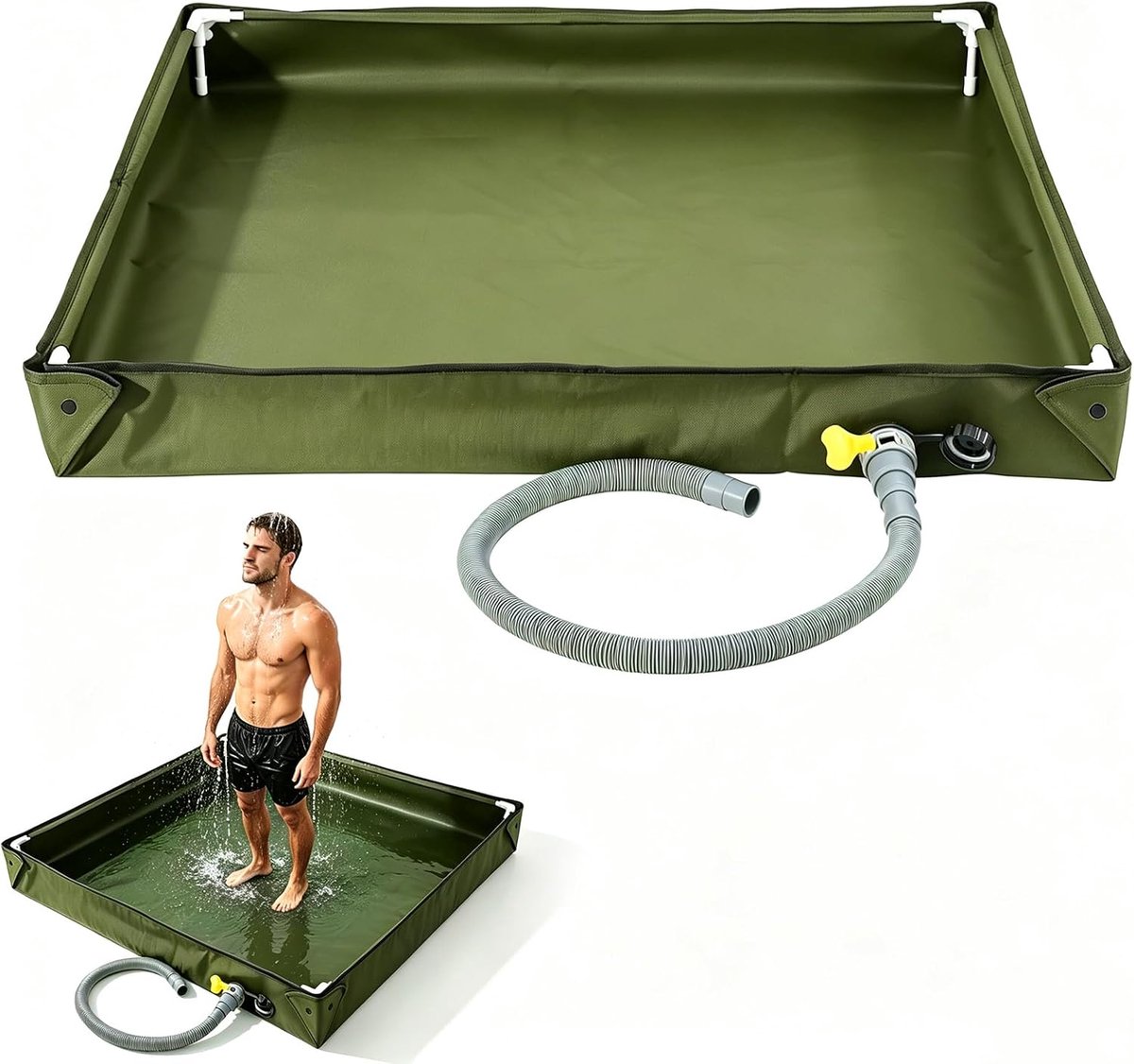 Draagbare douchebak 80 x 80 cm - Opvouwbaar - Duurzaam Oxford - Ideaal voor camping en buitengebruik - ShopVlot
