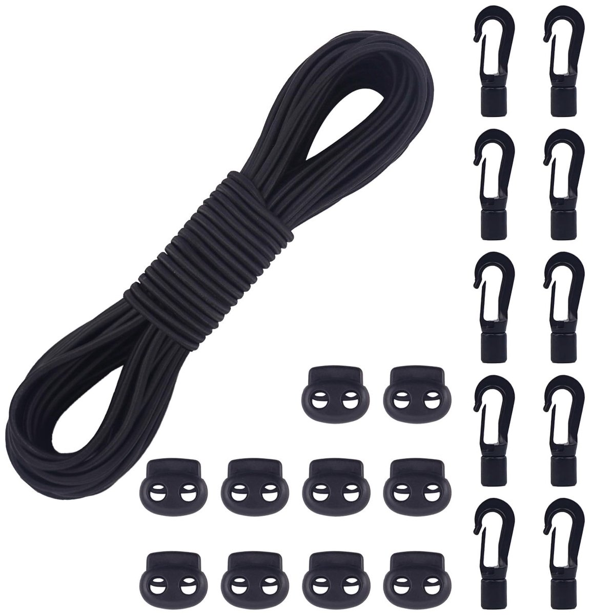 Solidchoice - Elastisch Rubberen Touw Zwart 5mm x 20m