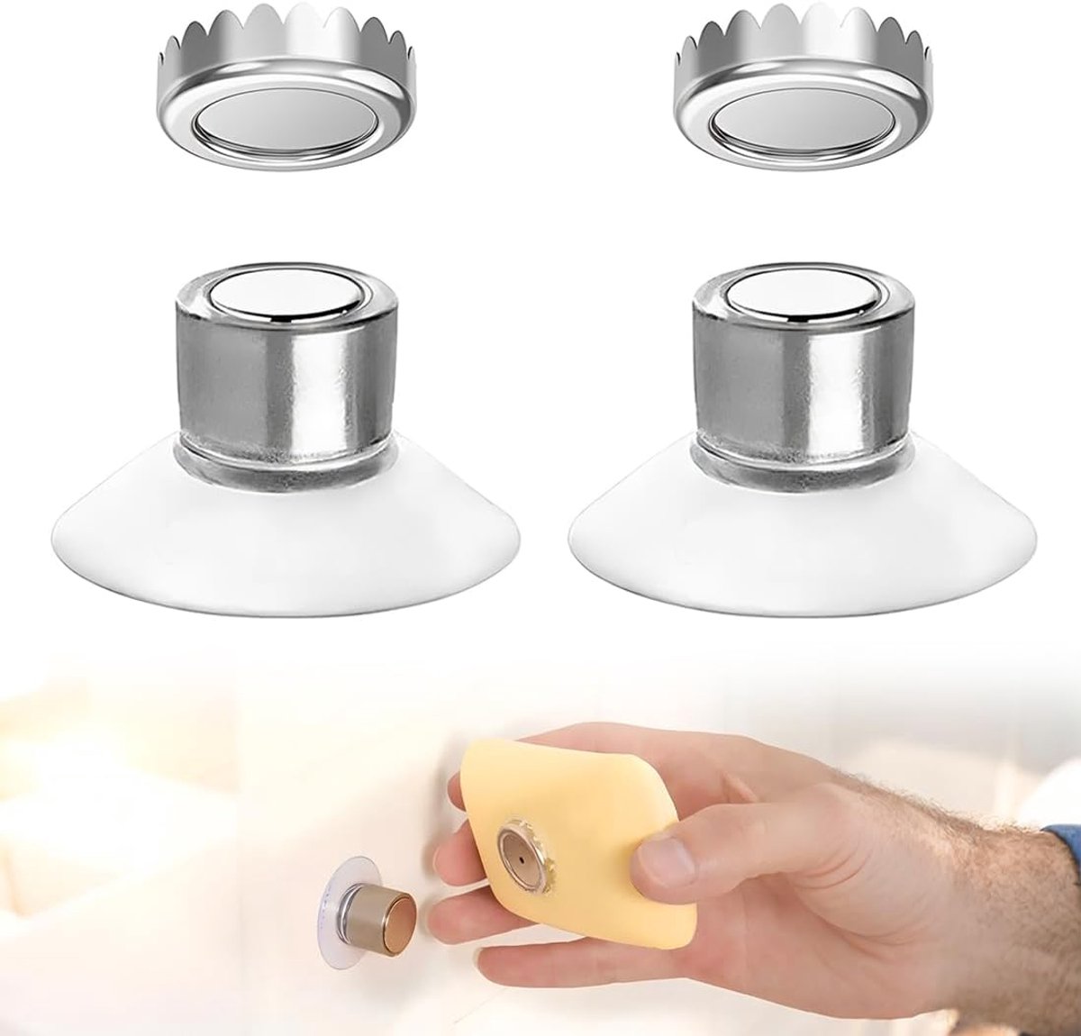 2 stuks magnetische wandzeephouders, zonder boren, hoogwaardig met sterke magneetkracht en geïntegreerde - ShopVlot