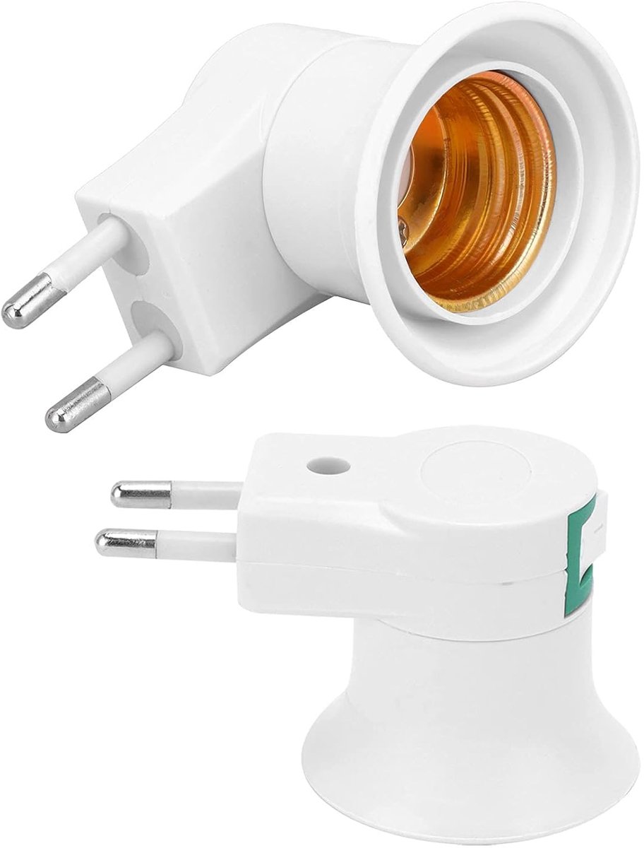 Light Socket Adapter, Plug-in Light Base 2pcs E27 Lamp Base To Socket Splitter with Switch PVC Screw Output Lamp Base - ShopVlot