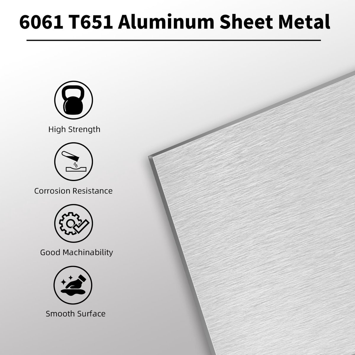 Aluminium plaat 6061 T651 0,8 mm, aluminium plaatplaat, gesneden 50 x 50 mm, met dubbelzijdige beschermfolie - ShopVlot