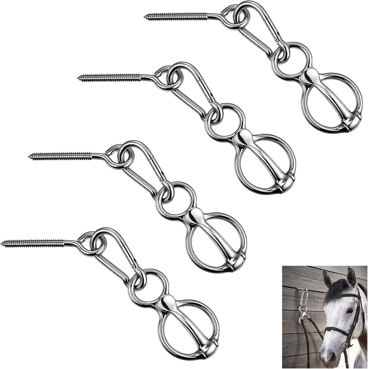 4 stuks paardenstropdasringen, oogschroeven voor paardenstal en wilg - ShopVlot