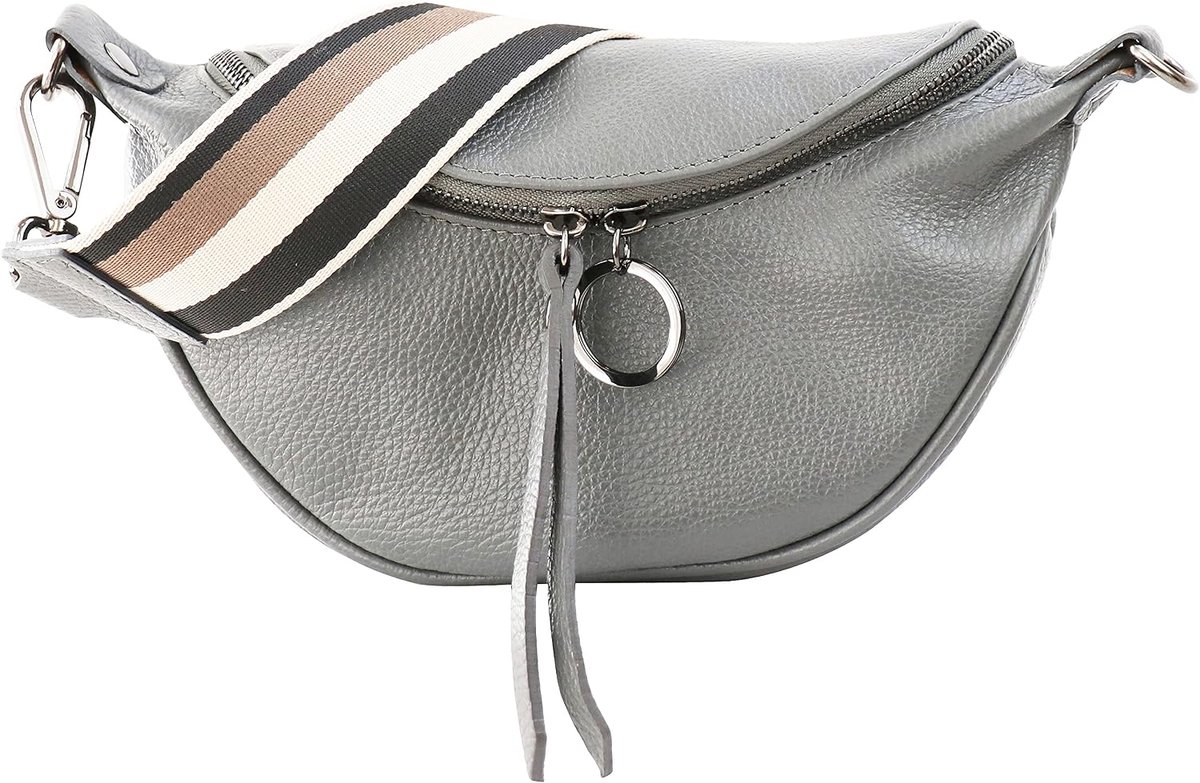 SH Leder Ella G498 Women's Genuine Leather Chest Bag for Festivals Travel Small Waist Bag Crossbody Women with Fabric - ShopVlot