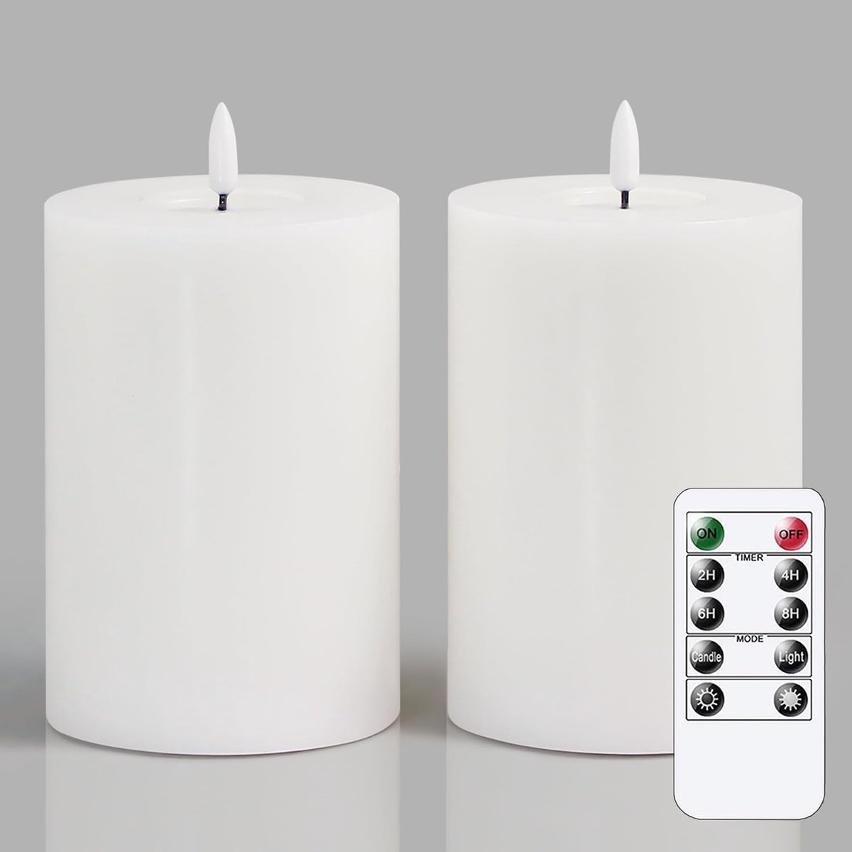Vlamloze Flikkerende LED-kaarsen 10cm x 15cm Echte Was Wit Met Afstandsbediening Waskolie Set van 2 Timer - ShopVlot