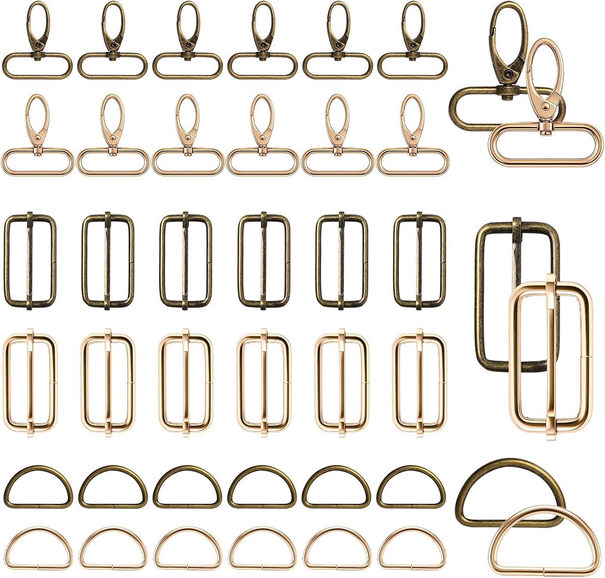 Hainue Tasaccessoires om te naaien, draaibare karabijnhaak met draaischarnier, sleutelhanger, D-ringen - ShopVlot