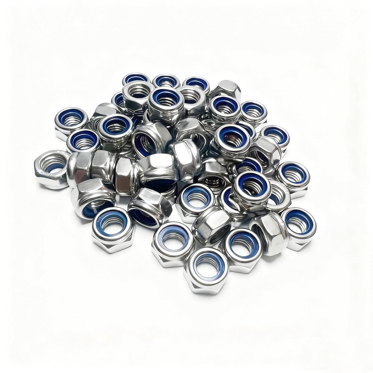 Nuts Stainless Steel A2 V2A M8 DIN985 Lock Nuts Suitable for Screws, Washers and Bolts, Pack of 100 - ShopVlot
