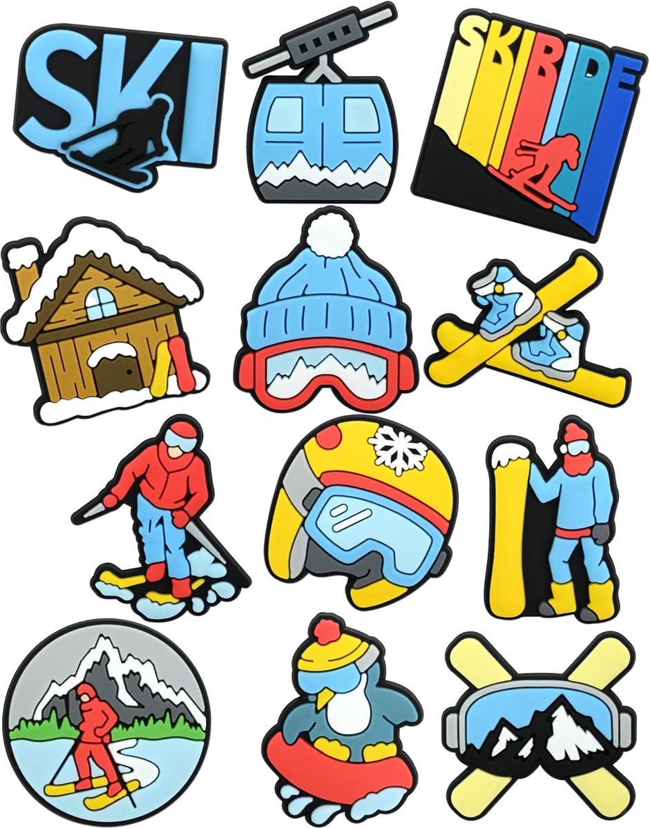 12 Pcs Ski Boot Decoration Charms, ABS DIY Decorations for Clogs, Sandals, Versatile for Valentine's Day, Easter - ShopVlot