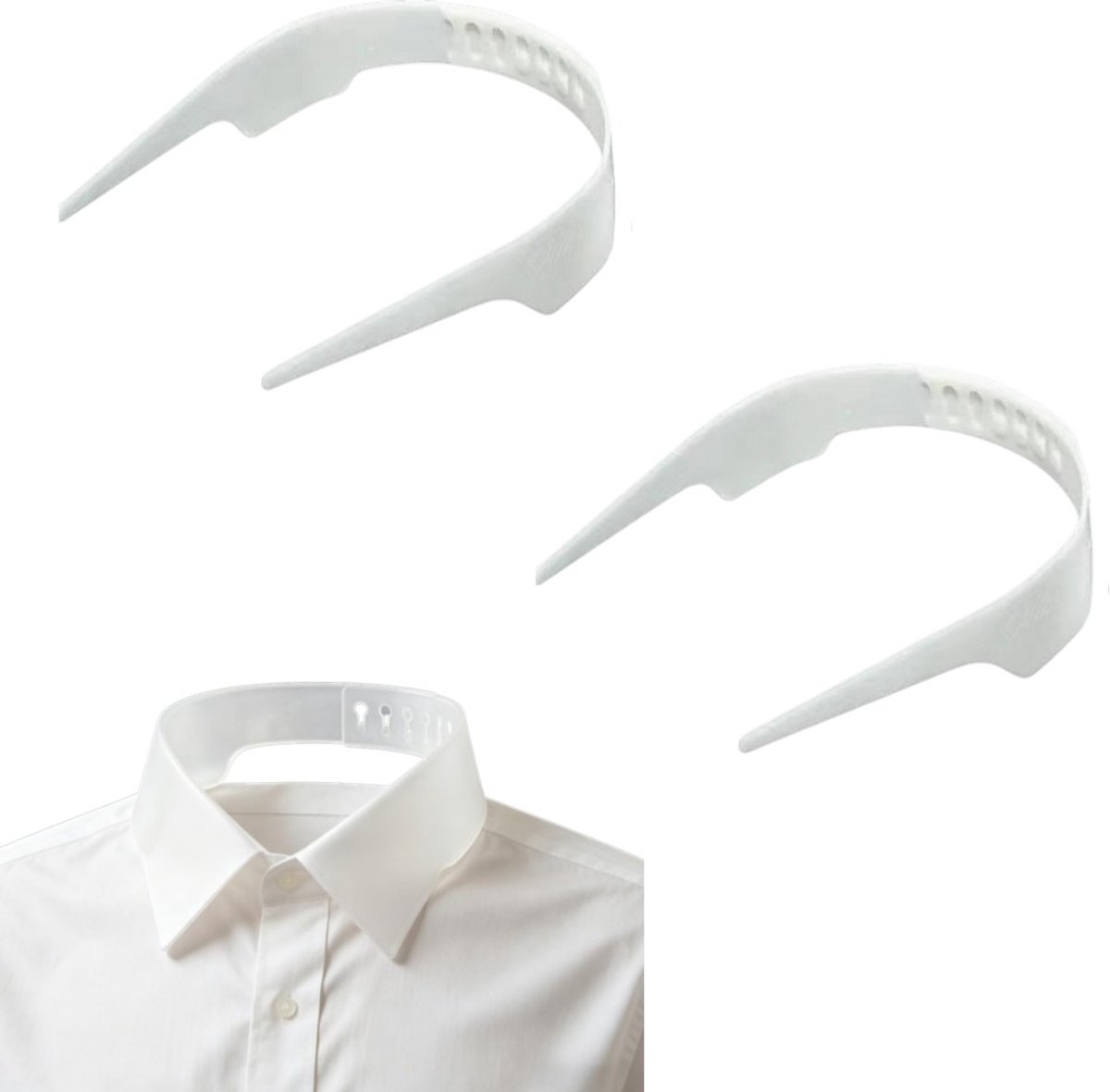 2 stuks - Witte kraagverstevigers voor overhemden - Verstelbaar - Universele kraagverstevigers voor overhemden - Unisex - Geschikt voor het ondersteunen en vastzetten van overhemdkragen - 22*2,8 cm