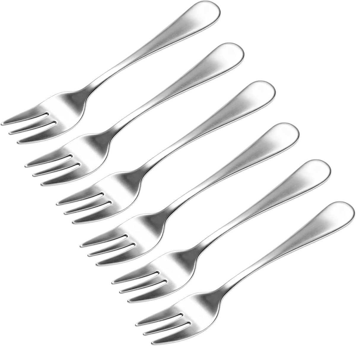 Dessertvorken set van 6 - 14 cm - RVS - Glanzend design - Ideaal voor taarten en fruit - ShopVlot