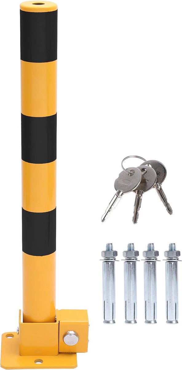 TOPWAY Car Parking Space Lock Bollard, Yellow and Black Lockable Folding Down Car Parking Barrier Post, Private Car - ShopVlot