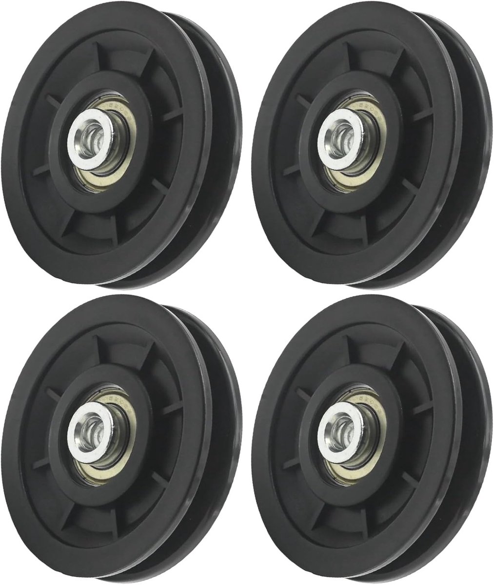 Set van 4 veelzijdige 90 mm nylon wielen, robuuste stalen wielen, ideaal voor fitnessapparaten, garagedeursystemen en - ShopVlot