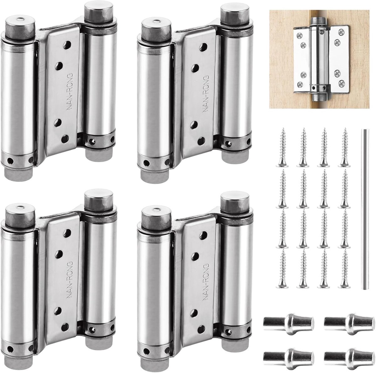 4 Pieces Stainless Steel Pendant Hinge 120mm Self Closing 10kg Load Capacity Spring Hinge for Shuttle Door Swing Door - ShopVlot