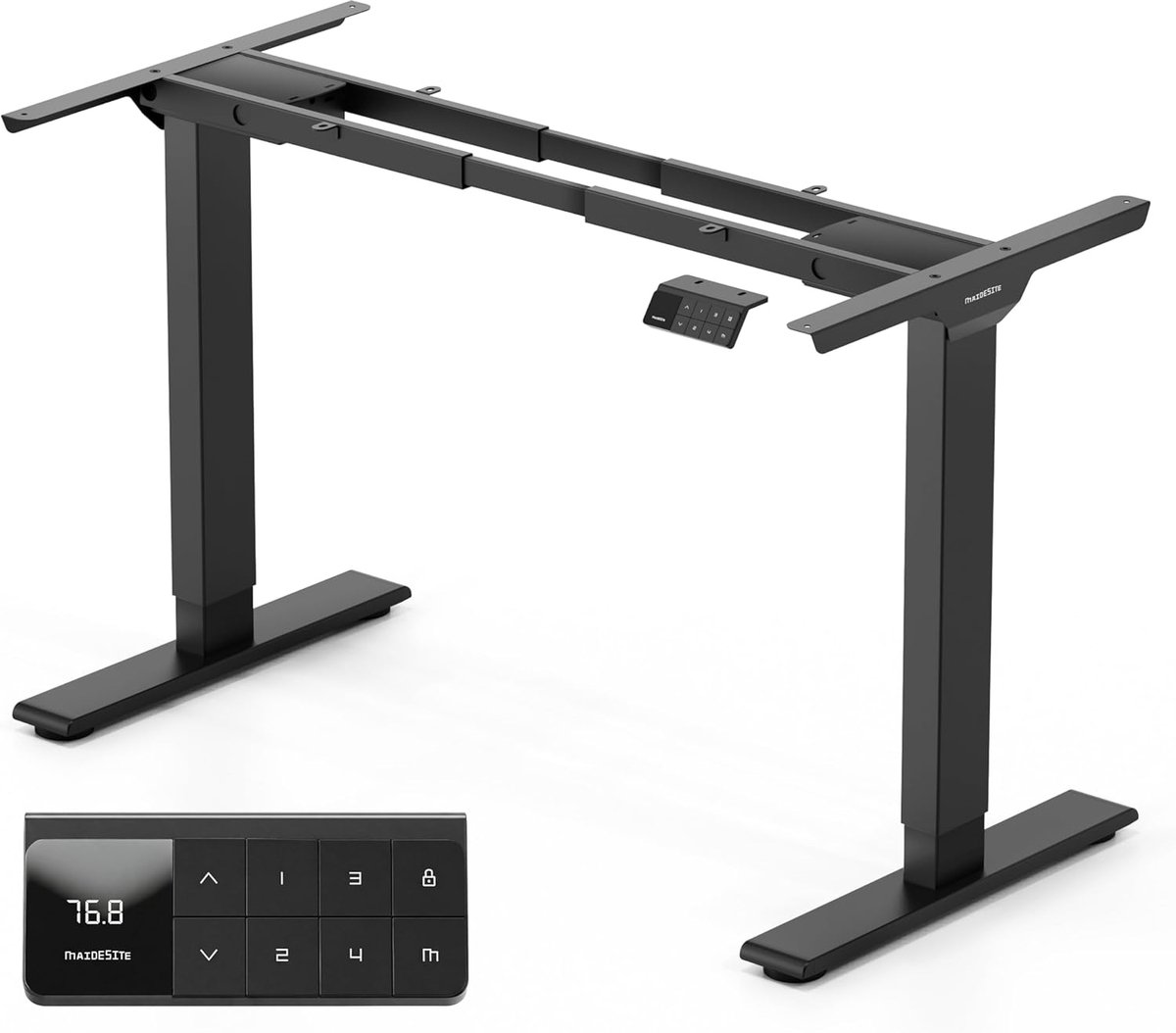 MAIDeSITe The electrically height-adjustable desk offers two powerful motors, stable two-piece table legs, four height - ShopVlot
