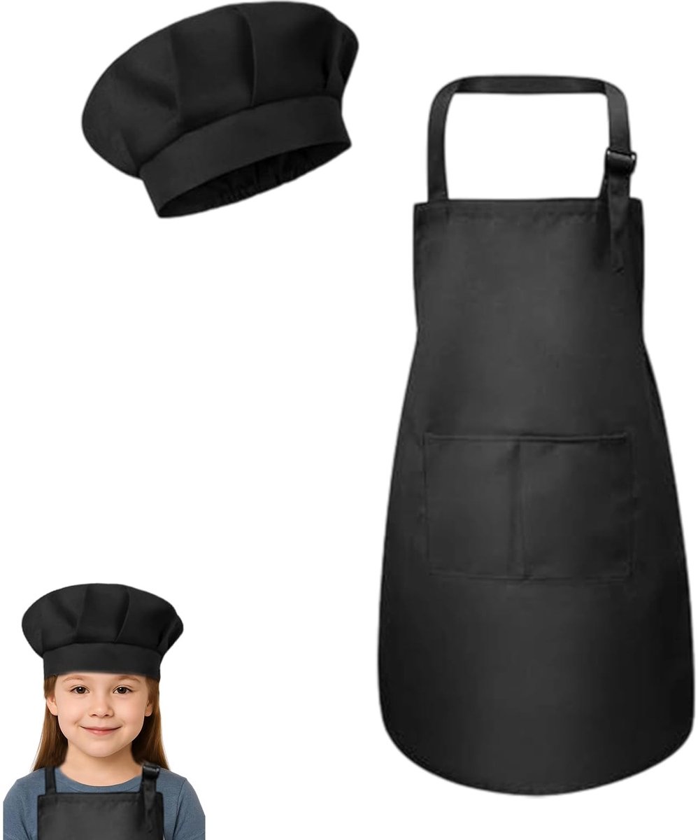 Solidchoice - Kinderschort met Kookmuts Set voor Kinderen 4-12 Jaar