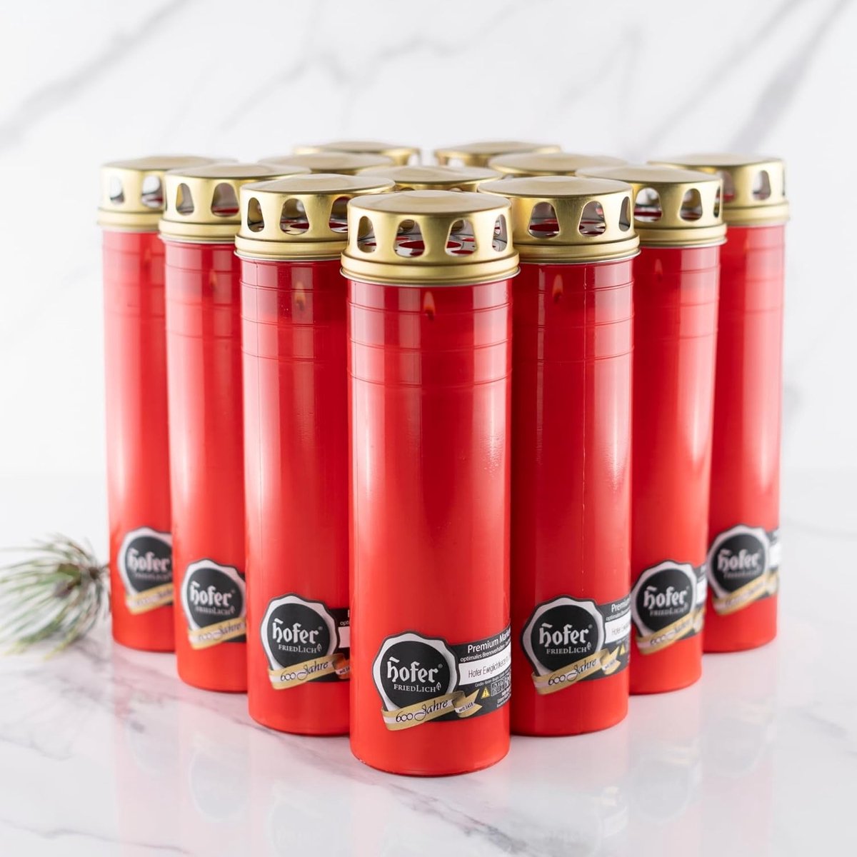 Grafkaars - Rood - Groot - Met Deksel - Voor Grafdecoratie en Rouwverlichting