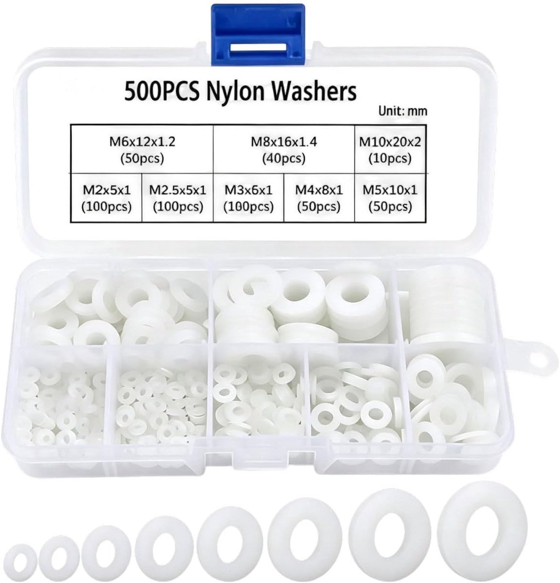 Nylon Flachdichtingen 500 stuks - Gummi Dichtingen - Isolerende Dichtscheiben - Voor Elektroinstallatie - ShopVlot