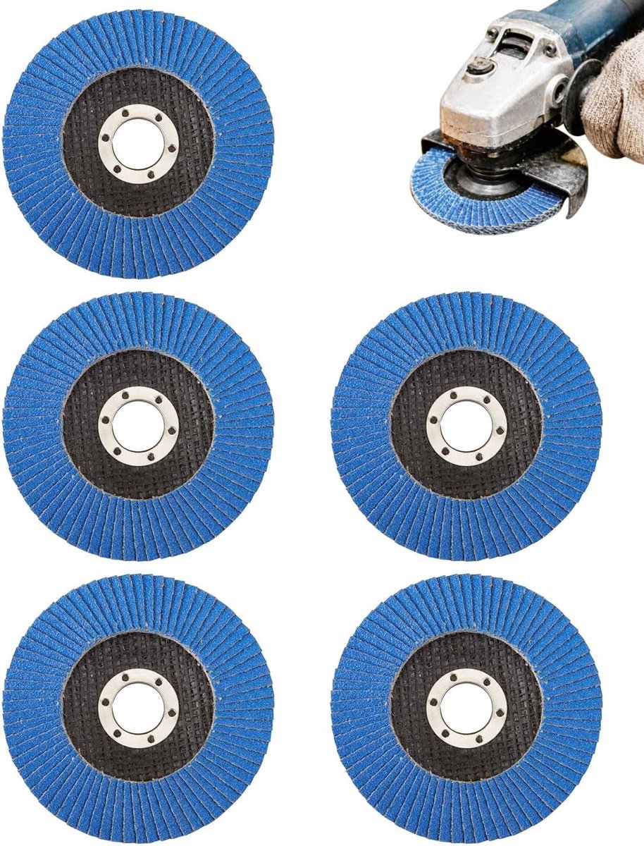 Schuurschijven 100mm 60# - Fächerscheiben voor metaal en hout - Voor slijpen en polijsten - 5 stuks - ShopVlot