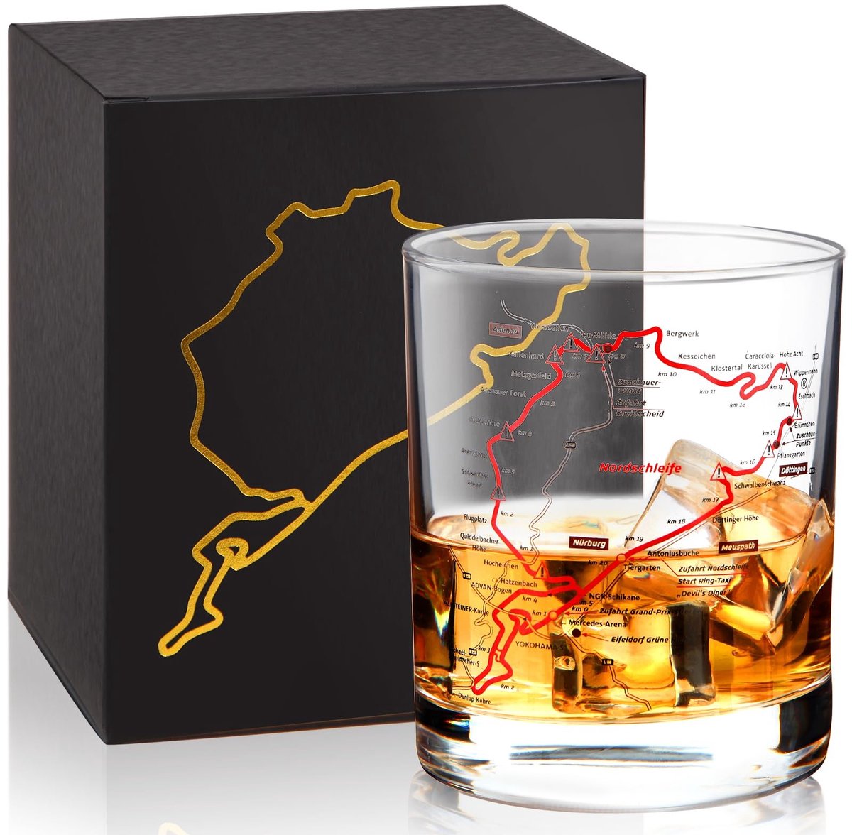 Solidchoice - Whiskyglazen met Nürburgring Motief, 300ml