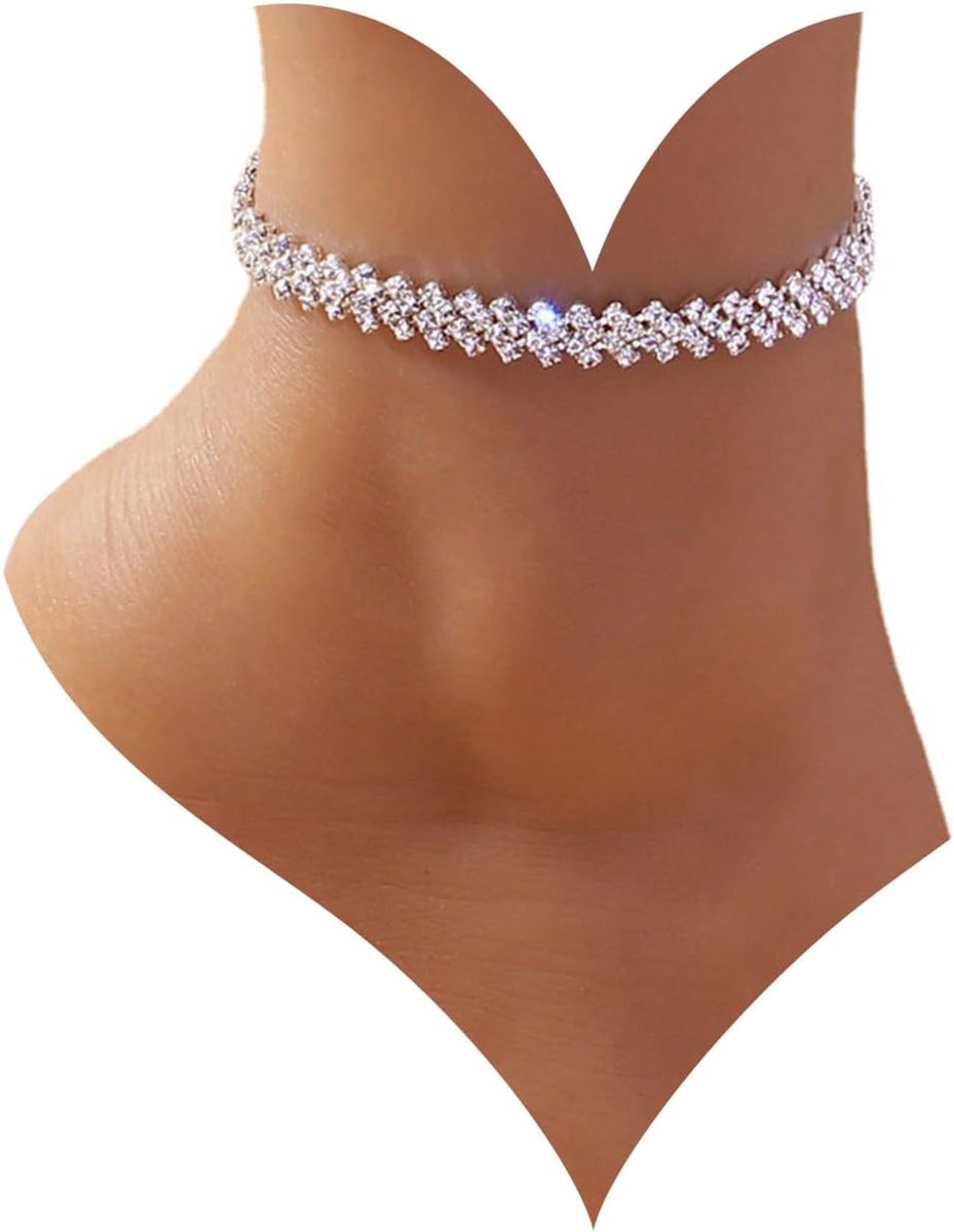 Tennis enkelbandje dames - zilver rhinestone - persoonlijkheid check - perfect voor strand en zomer - ShopVlot