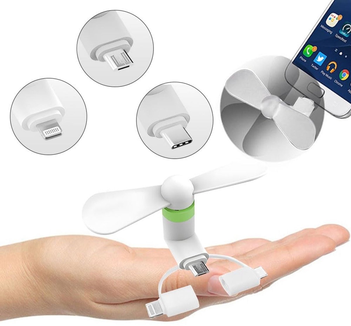 Solidchoice - Mini Mobiele Telefoon Ventilator met Stille Koeling
