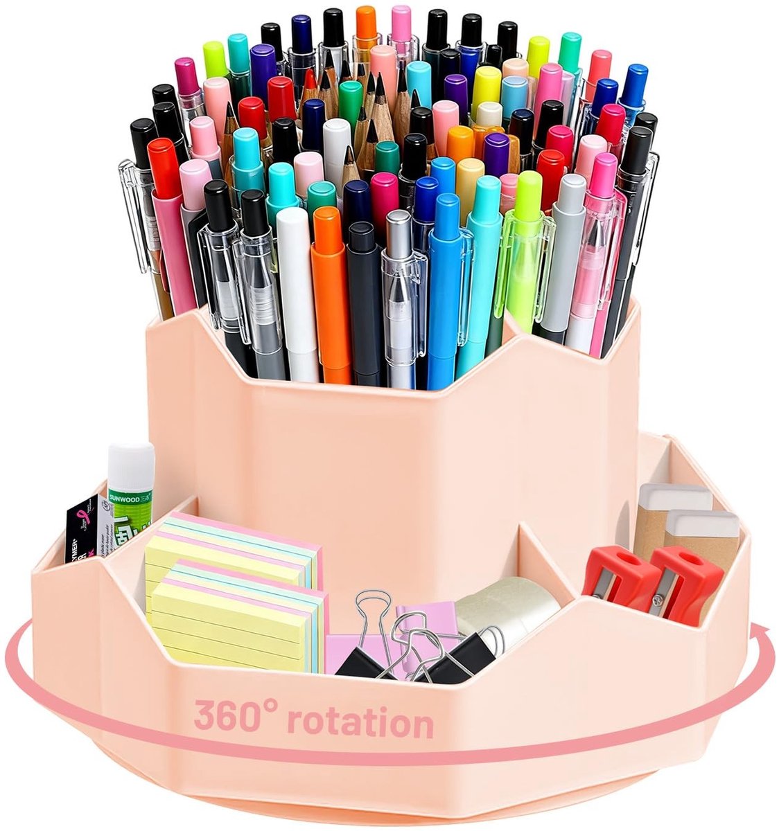 Solidchoice - Rotating Pen Holder met 9 Compartimenten, Desk Organizer