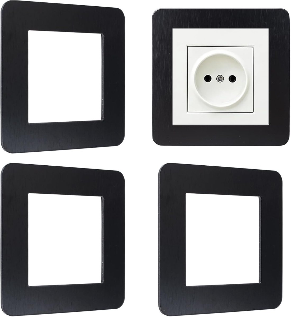 Hars lichtschakelaar surround cover - 4 stuks zwart - wandmontage - bescherming en decoratie - ShopVlot
