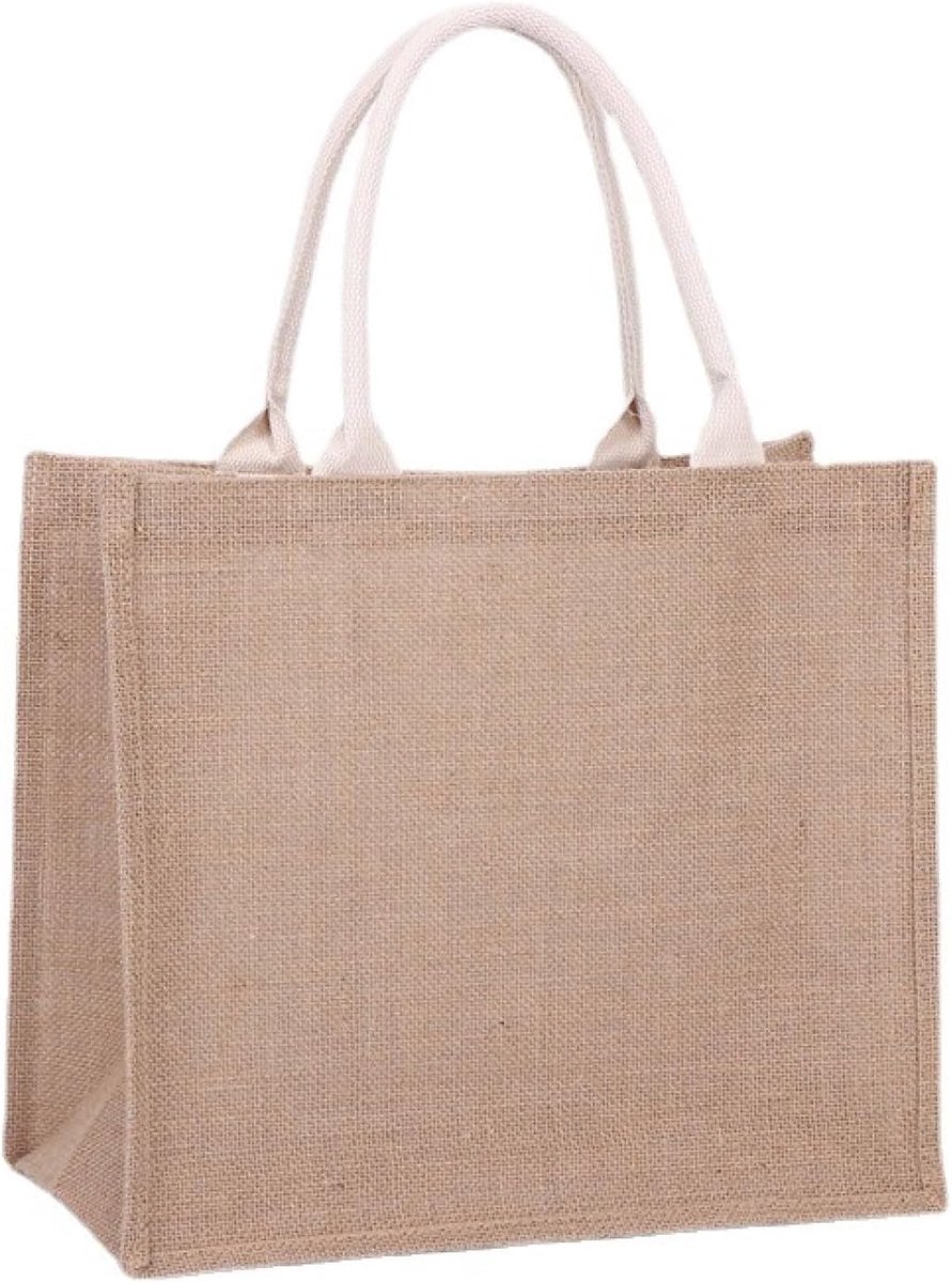 Jute tas 36 x 32 x 18 cm - waterdicht - retro ontwerp - ideaal voor dagelijks gebruik - ShopVlot