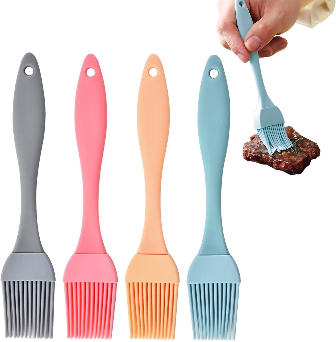 Solidchoice - Set van 4 Silicone Bakborstels voor Koken en Bakken