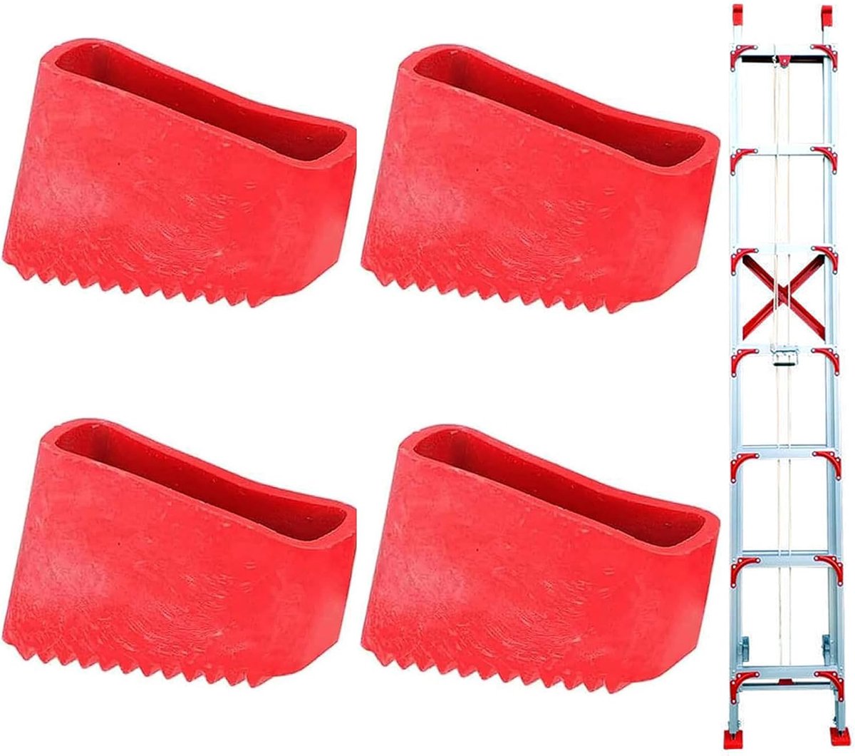 Ladder voeten set van 4 - rubberen doppen - gasbestendig - vervanging voor beschadigde laddervoeten - ShopVlot