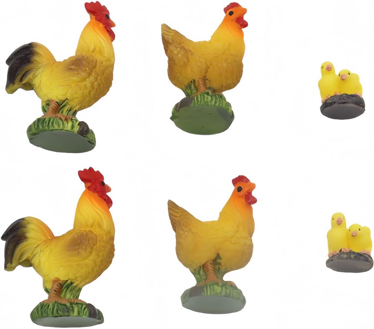 Beeldjes Haan en Kippen - Hars Miniatuur Boerderij Decor - Perfect voor Tuin en Paasdecoratie - ShopVlot