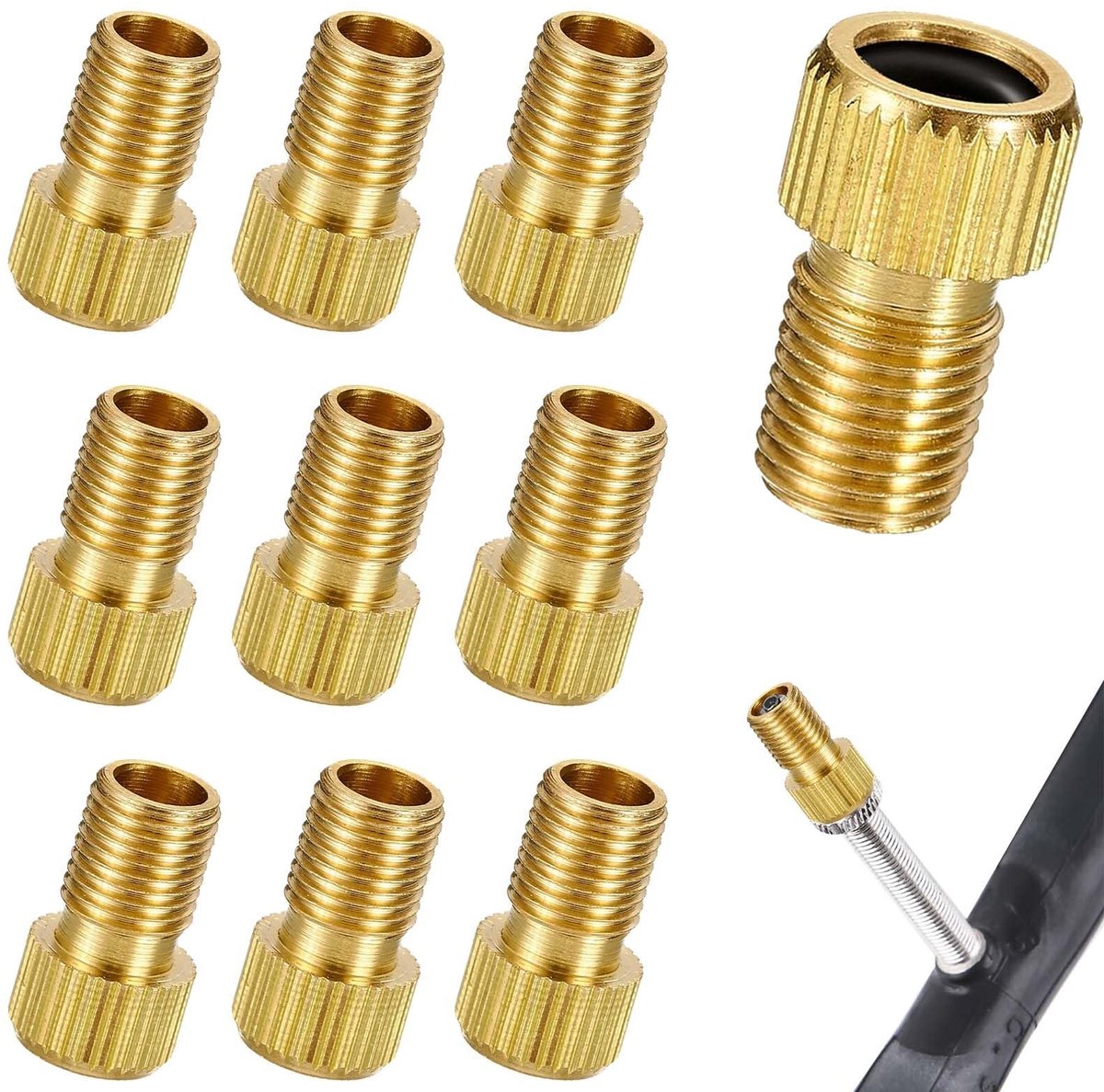 Solidchoice - Set van 10 Fietsventieladapters met Rubberafdichting