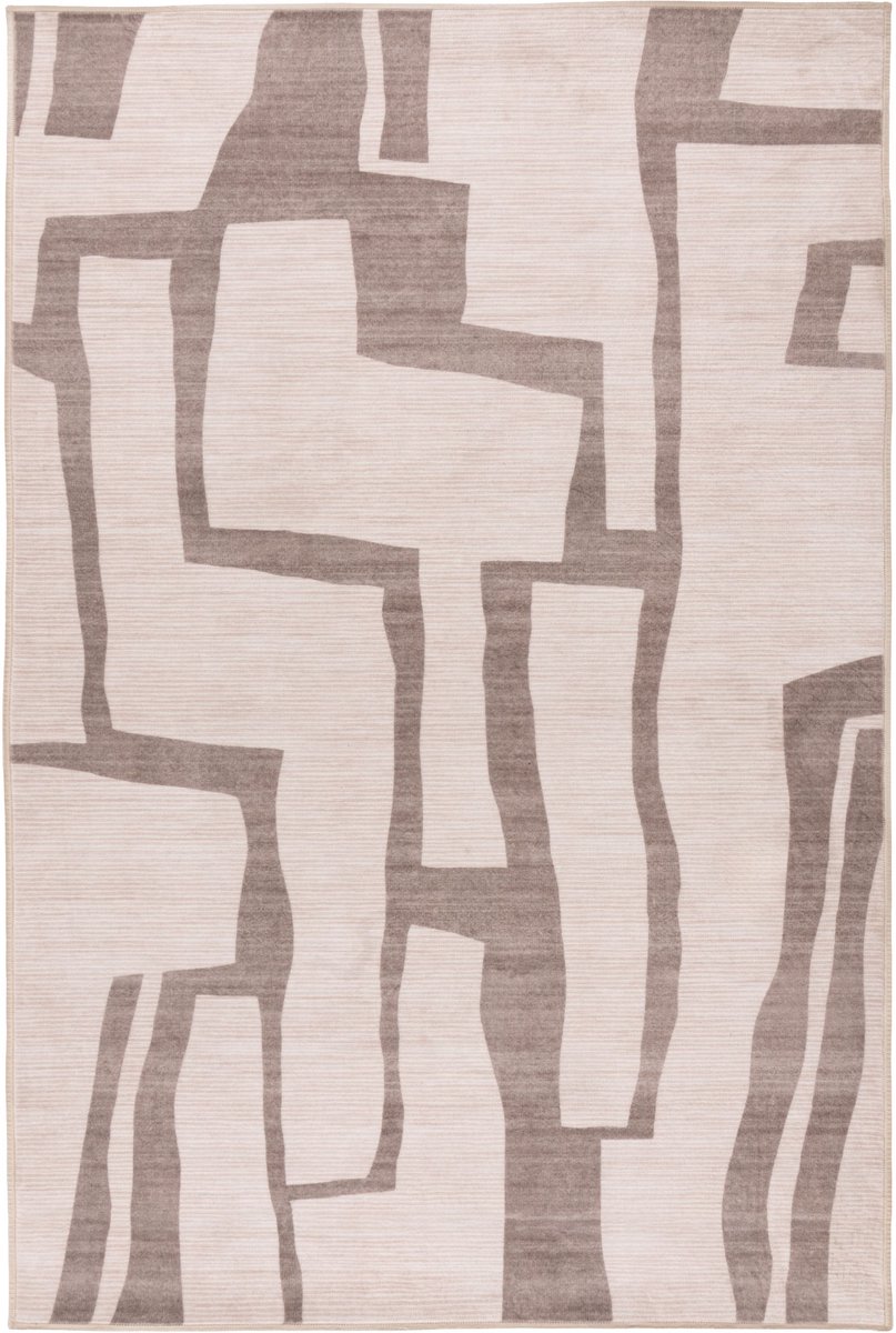 Padiro laagpolig vloerkleed 160 x 230 cm - taupe - modern abstract design - geschikt voor vloerverwarming - van polyester