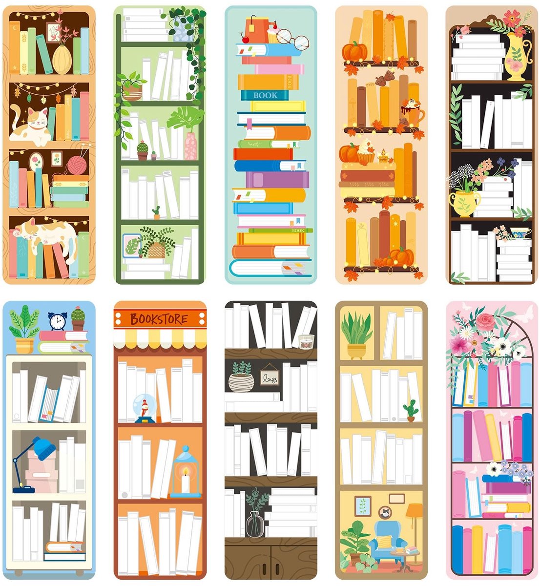 Solidchoice - Set van 30 Dubbelzijdige Boekenleggers voor Boekenliefhebbers