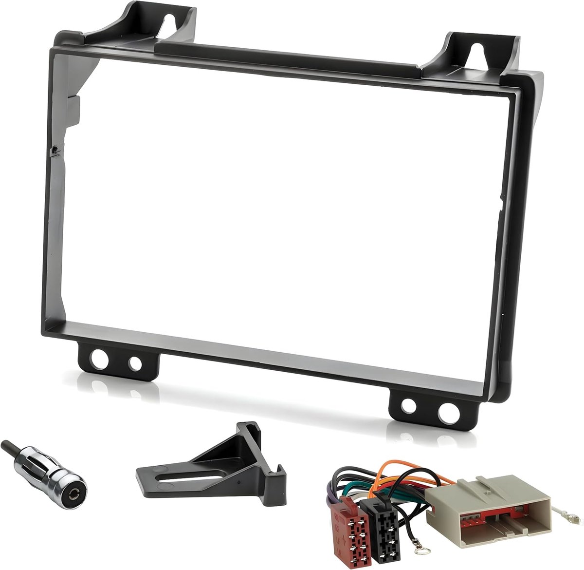 Radio panel kit 2-din - zwart - met accessoires - geschikt voor Ford Fiesta 2001-2005 en Fusion 2002-2005 - ShopVlot