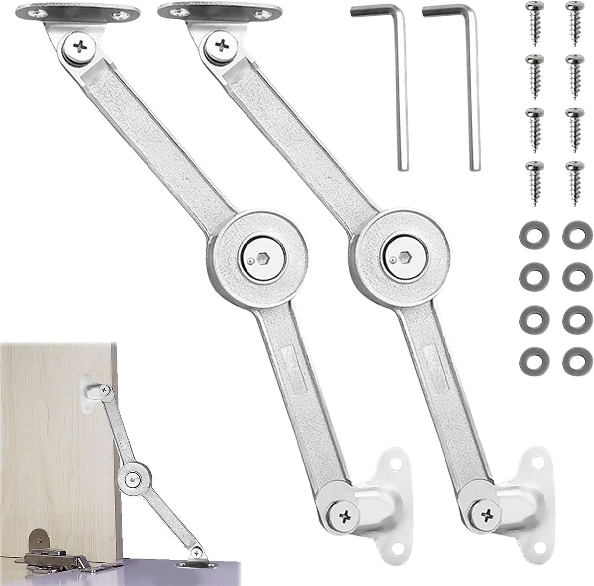 Keuken Deur Verin - 2 Stuks Vouwscharnier - Verstelbaar Hinge Lift - Zacht Sluitmechanisme voor Kast - ShopVlot