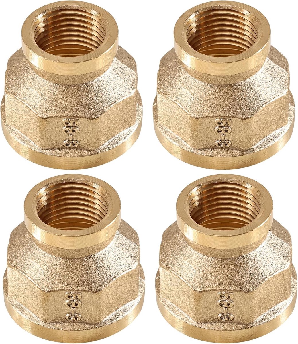 Verbindingsnippel 1 Inch naar 1/2 Inch - Messing - Dubbelfunctie - Geschikt voor waterleidingen - ShopVlot