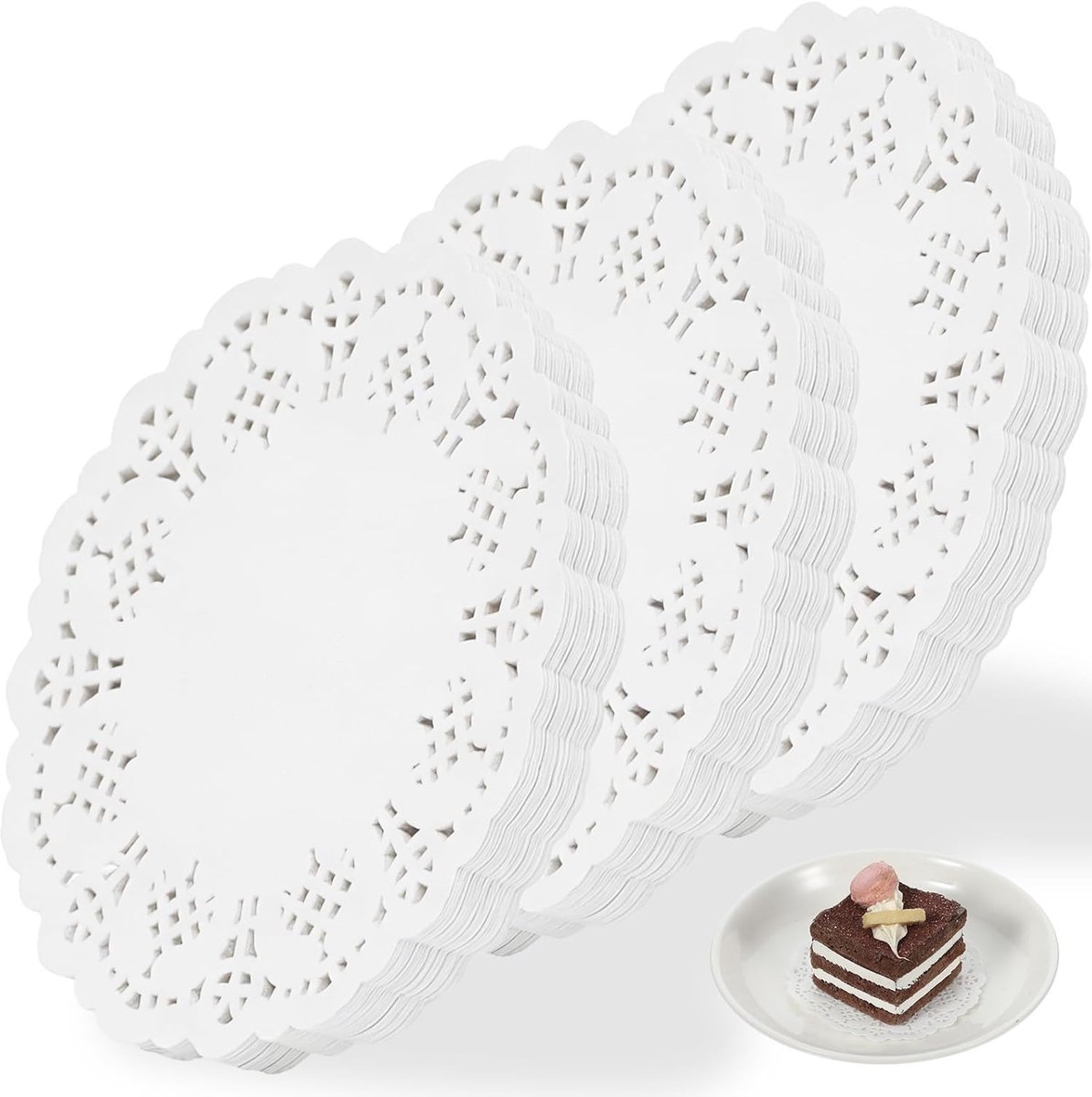 Ronde taartpunten 9 cm - witte kant - 300 stuks - ideaal voor feestjes - ShopVlot