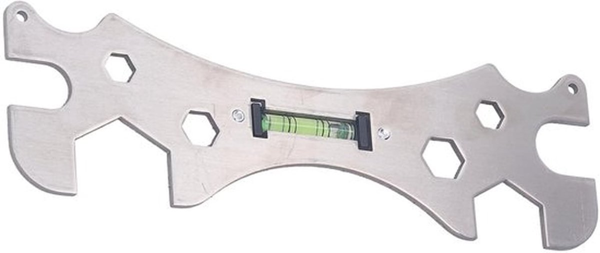 Douchesleutel Roestvrij Staal - Universele Sleutel - Badkamer Sleutel - Installatietool - Zelfnivellerende Meter - Schroefopening 29 mm/23 mm/10 mm/8 mm/12 mm/17 mm - Installatiesleutel