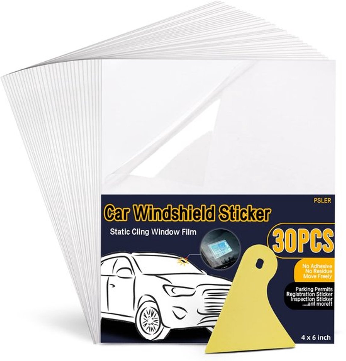 Autovoorruitstickers - Transparante houders - Voorkomt sporen - 30 stuks - Elektrostatische folie - Geschikt voor auto - 10,2 x 15,2 cm