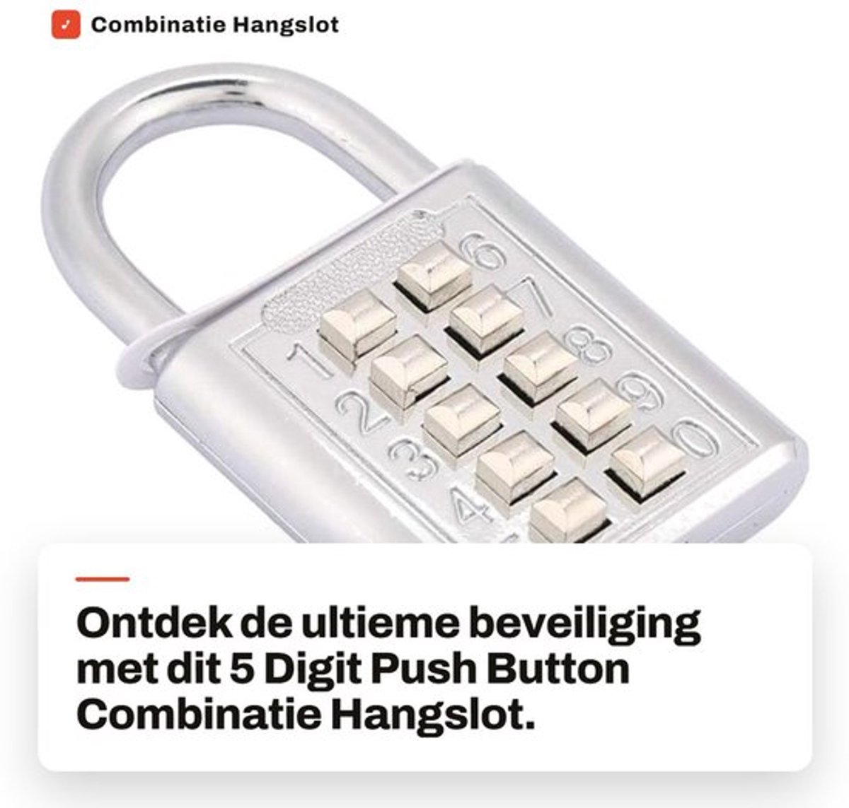 Hangslot 5-cijferige Drukknopcombinatie - Wachtwoordslot - Zinklegering - Duurzaam - Metalen Constructie - Gepolijste Beugel - Combinatieslot