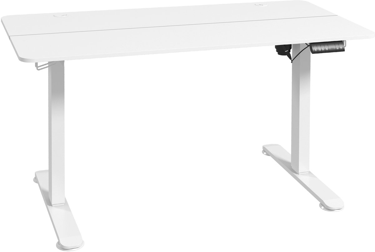 Elektrisch Zit-Sta Bureau 140x70 cm - Hoogte Verstelbaar Met 4 Geheugenstanden - Wit